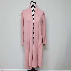 Max Sport Duster Cardigan Sweater, Dusty Rose Pink, Size M